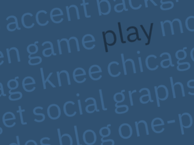 Word cloud featuring: play, month, game, written, last, chicago, knee, page, least, graphs, social, widget, codeberg, background, accent, -step, paper, one-page, blog, episodes, stats
