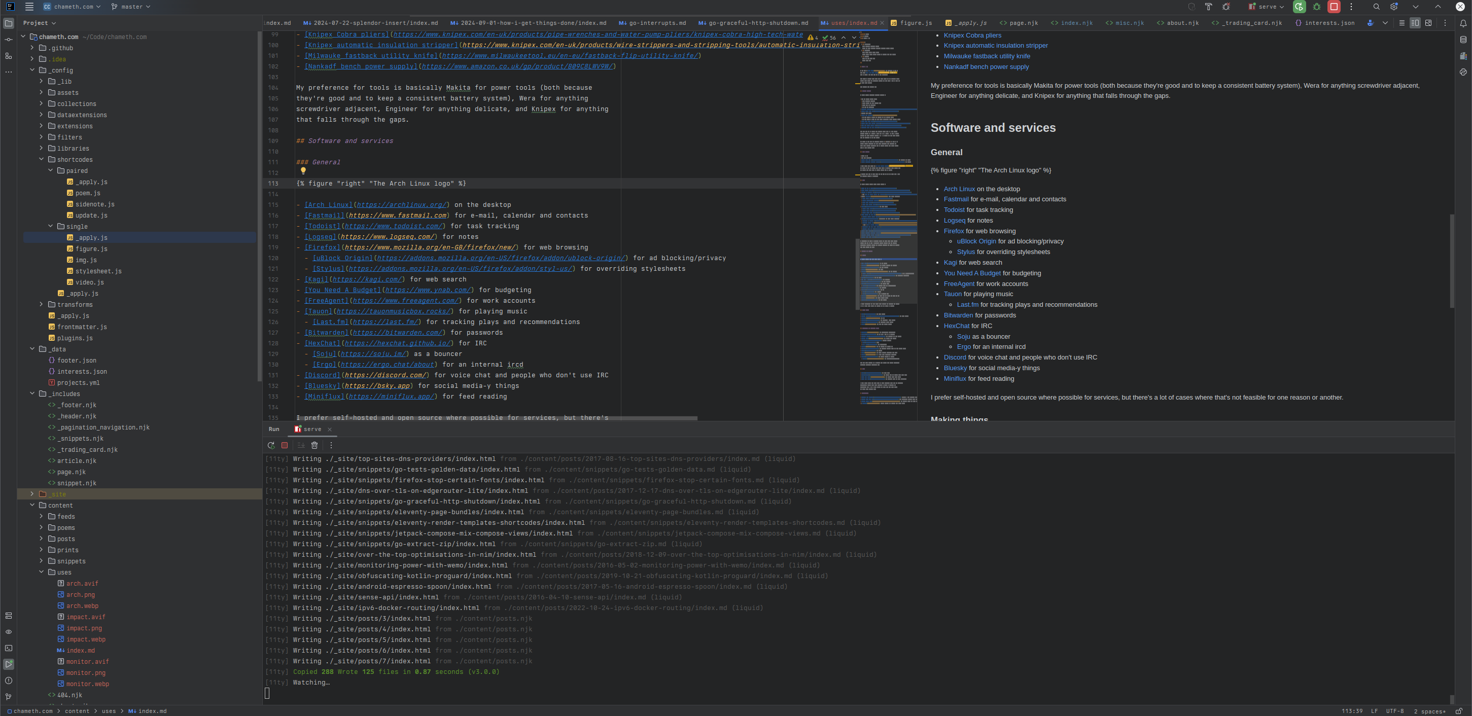 Screenshot of IntelliJ IDEA while editing this page